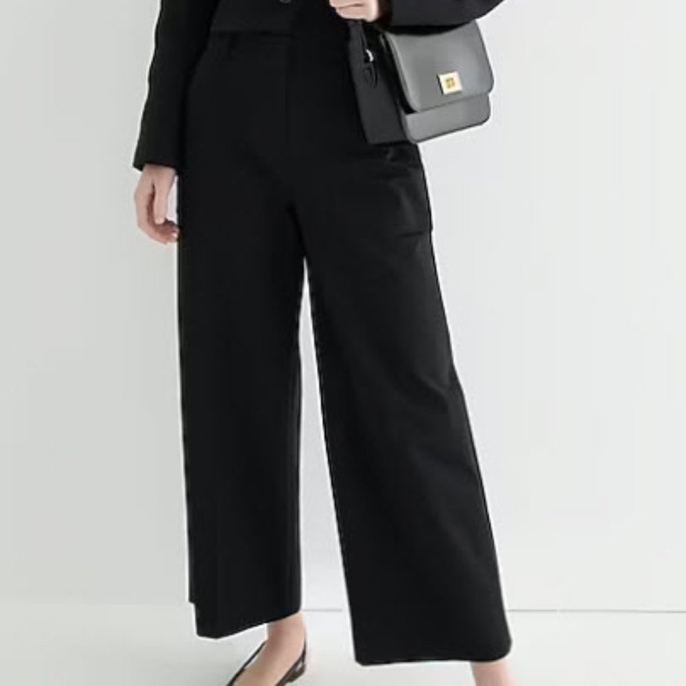 Black J.Crew Sydney wide-leg pant in bi-stretch cotton